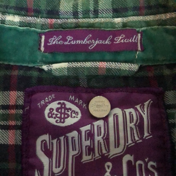 Superdry & Co ~ W’s Lumberjack Twill Green Plaid Button Down ~ Large - Picture 7 of 13